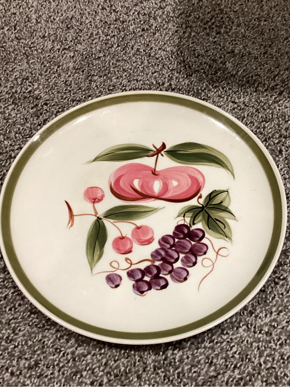 Hand-Painted Fruit Ceramic Serving Plate in Green and Purple